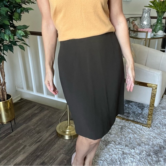 Emporio Armani Vintage Dark Olive Green Knee Length Straight Pencil Skirt Size L - Picture 3 of 13